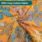 Fall Throw Blankets Reversible Luxurious Cotton Bed Throws with Vintage Bohemian Design & Yellow/Green Lightwight Floral Decor Blanket, Perfect as Bed Sofa Quilt 90" x 98"