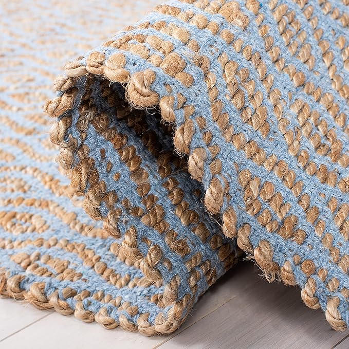 SAFAVIEH Cape Cod Collection Runner Rug - 2'3" x 8', Silver & Natural, Handmade Flat Weave Jute, Ideal for High Traffic Areas in Living Room, Bedroom (CAP821J)
