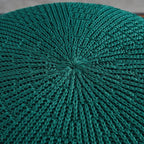 ARTPLAN - Round Knit Pouf - Woven Floor Ottoman - Handmade & Hand Stitched - 19.7 Dia x 12.8 High - Boho Home Décor - Living Room - Bedroom,Invisible Green