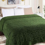 Superior Fleece Boho Jacquard Blanket, Decorative Blankets for Bedroom, Sofa, Fuzzy, Plush, Fluffy, Soft, Cute Room Decor, Beautiful Cover, Comfort Essentials, Arctic Collection, Twin, Green