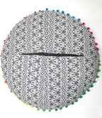 CRAFT KALA Boho Large Floor Pillow Pouf Cover Mandala Meditation Room Pillow Cover for Adults Round Bohemian Seating Pouf Cushion Cover for Kids Playroom 22" Grey Ombre
