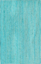 Unique Loom Braided Jute Collection Area Rug - Dhaka (5' 1" x 8' Rectangle, Turquoise)