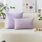 Home Brilliant Throw Pillow Covers for Bed 2 Pieces Throw Pillows Corduroy Light Purple Toss Pillowcases for Wedding Bedroom Couch, 40cm, 16x16 Inch, Lavender