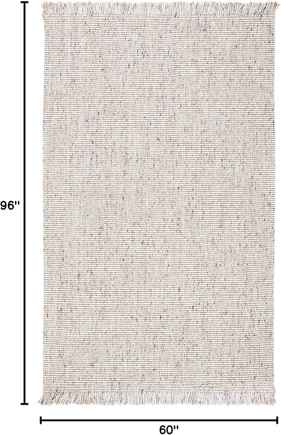 SAFAVIEH Natural Fiber Collection Area Rug - 5' x 8', Silver & Natural, Handmade Woven Fringe Jute, Ideal for High Traffic Areas in Living Room, Bedroom (NF826G)
