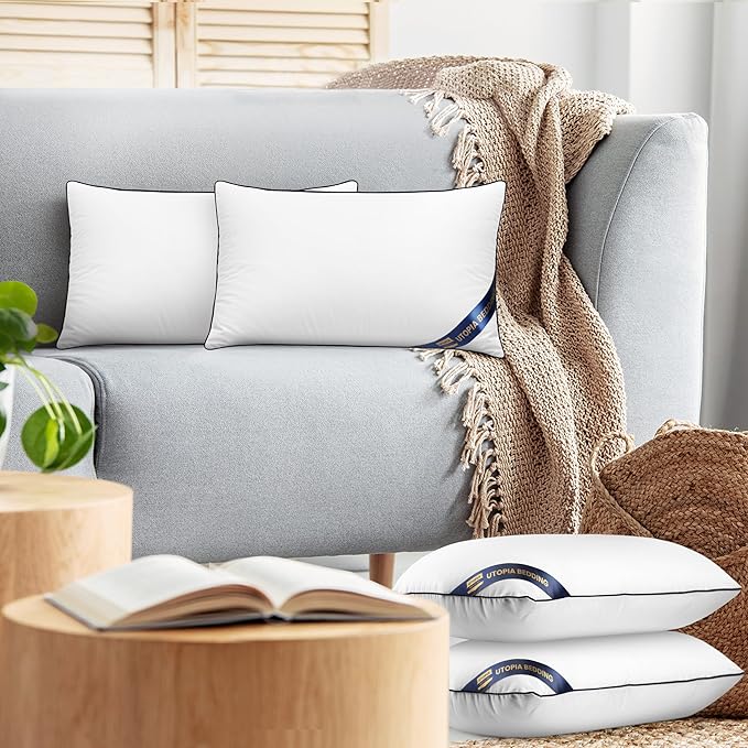 Utopia Bedding Throw Pillow Inserts (Pack of 4, White), 12 x 20 Inches Decorative Indoor Pillows for Sofa, Bed, Couch, Cushion Sham Stuffer