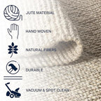 JONATHAN Y Pata Hand Woven Chunky Jute Light Ivory Indoor Area Rug, 5x8, Bohemian, Rustic, Cottage, Easy-Cleaning for Living Room, Bedroom, Kitchen, Non-Shedding (NRF102B-5)
