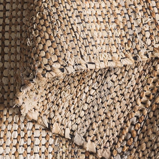 SAFAVIEH Area Rug 8x10 - Cape Cod Collection - Large - Beige, Handmade Denim & Jute, Ideal for Living Room, Bedroom, Office, Dining Space (CAP153B)