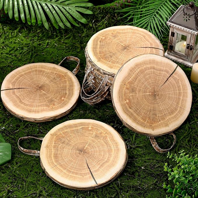 Suzile 8 Pcs Wood Slice Kids Floor Cushions for Classroom, Round Tree Stump Throw Pillows, Soft Waterproof Flexible Seating Mat for Home Daycare Preschool Kindergarten