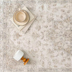 Beige Area Rug 4x6 Washable Vintage Carpet for Office Living Room Soft Retro Low Pile Thin Indoor Rug Non Slip Oriental Medallion Floor Cover for Bedroom Kitchen Dining Room