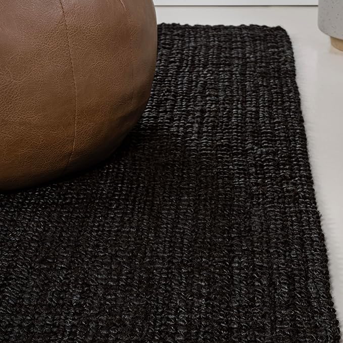 JONATHAN Y Pata Hand Woven Chunky Jute Black Runner Rug, 2x8, Bohemian, Rustic, Cottage, Easy-Cleaning for Living Room, Bedroom, Kitchen, Non-Shedding (NRF102E-28)