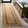 SAFAVIEH Natural Fiber Collection Area Rug - 2'3" x 9' Runner, Natural & Olive, Handmade Jute, Ideal for Living Room, Hallway, Foyer, Entryway, Bedroom (NF896X)