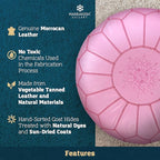 Marrakesh Gallery Genuine Leather Round Pouf Unstuffed - Moroccan Ottoman Footstool, Footrest Cover - Boho Decor - Bohemian Living Room, Bedroom, Kids Room, Gift & Wedding