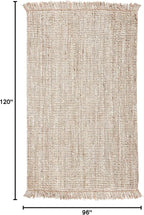 SAFAVIEH Area Rug 8x10 - Natural Fiber Collection - Large - Grey & Beige, Handmade Woven Jute, Fringe Detail, Ideal for Living Room, Bedroom, Dining Space (NF825F)