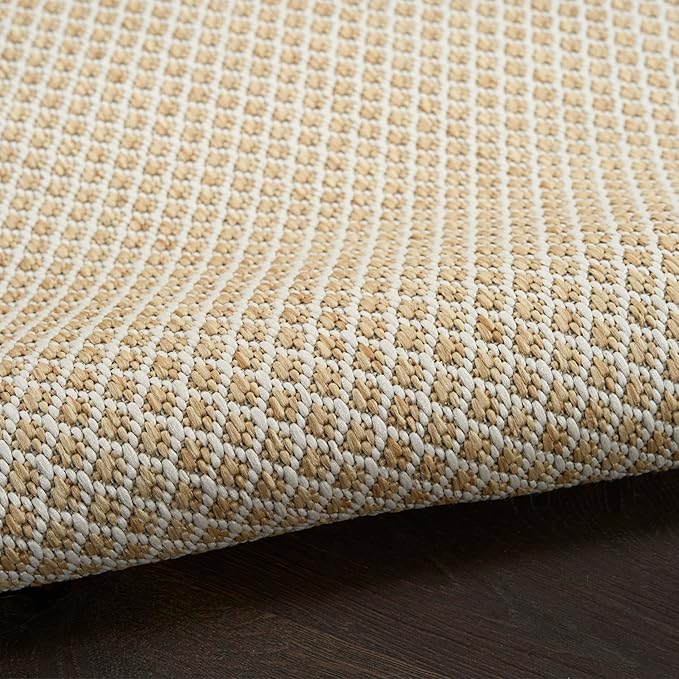 Nourison Home Courtyard Natural 9' x 12' Area Rug - Easy Clean, Non Shedding, Bed Room, Living Room, Dining Room, Kitchen (9' x 12')