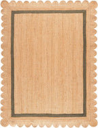 SAFAVIEH 8x10 Area Rug - Natural Fiber Collection - Large - Natural & Olive, Handmade Jute, Ideal for Living Room, Bedroom, Dining Space (NF896X)