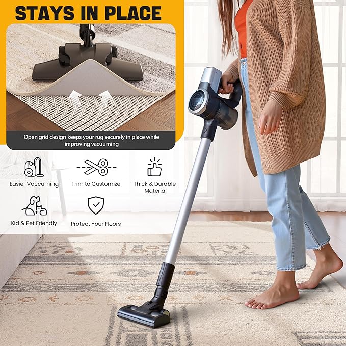 Non-Slip Rug Pad Gripper Round 4 Feet, Anti Skid Mat for Under Area Rugs, Keeps Rugs in Position and Safe, Thick Cushioned Carpet Pad for Hardwood Floors Protection