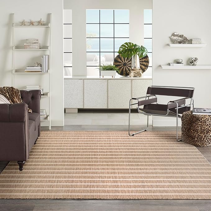 Nourison Home Positano Beige Ivory 9' x 12' Area Rug - Easy Clean, Non Shedding, Bed Room, Living Room, Dining Room, Kitchen (9' x 12')