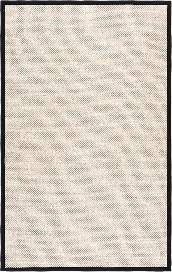 SAFAVIEH Area Rug 5x8 - Natural Fiber Collection - Marble & Black, Sisal, Woven Design with Border (NF143A)