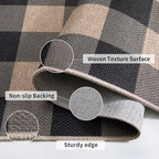 Tangsoo Checkered 4x6 Washable Easy Jute Area Rug for Patio,Non-Slip Black Grey Indoor Outdoor Rug,Modern Throw Mat Ultra Thin Carpet for Front Porch Kitchen Bedroom Foyer
