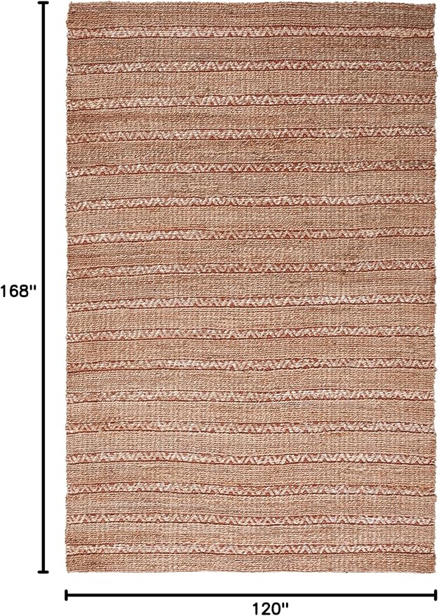 SAFAVIEH Natural Fiber Collection Area Rug - 10' x 14', Rust & Natural, Handmade Flat Weave Stripe Jute & Cotton Jute, Ideal for High Traffic Areas in Living Room, Bedroom (NFB655P)