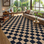 Lahome Colette Checkered Easy Jute Rug, 9x12 Area Rug for Living Room Indoor Outdoor Carpet, Farmhouse Neutral Non Slip Non Shedding Stain Resistance Floor Carpet for Patio Dining Room Backyard