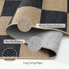 Lahome Colette Checkered Easy Jute Rug, 9x12 Area Rug for Living Room Indoor Outdoor Carpet, Farmhouse Neutral Non Slip Non Shedding Stain Resistance Floor Carpet for Patio Dining Room Backyard