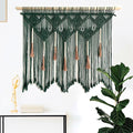 Youngeast Large Macrame Wall Hanging Boho Woven Tapestry Bohemian Macrame Wall Decor Handmade Tassel Tapestry Home Decoration for Bedroom Living Room 39"X31" (Wood Dowels Not Included) (Dark Green)