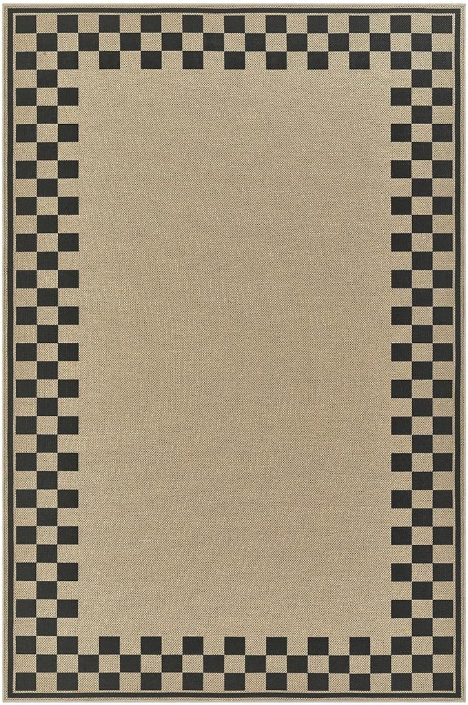 4x6 Jute Rug for Living Room: Farmhouse Indoor Outdoor Rug Washable with Non-Slip for Bedroom Patio Backyard Dining Room Home Office - Checkered Brown