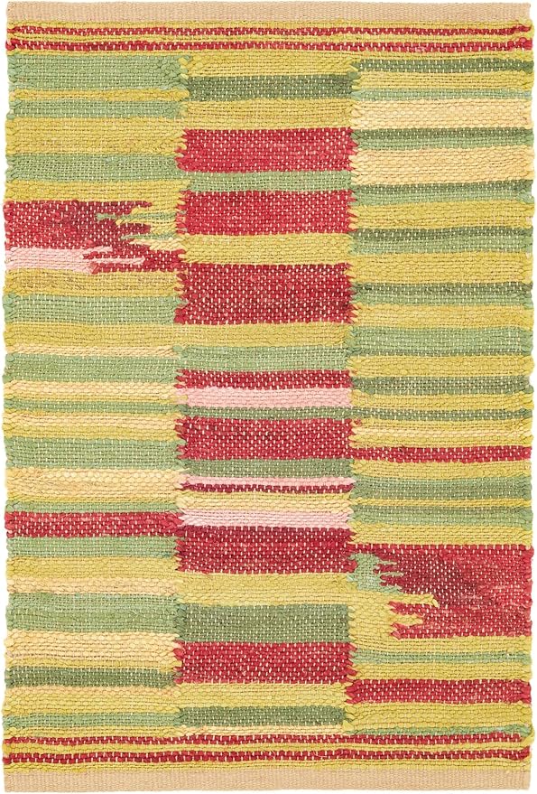 Dash and Albert Time Out Handwoven Jute Rug, 10 X 14 Feet, Green/Red Geometric Pattern - Premium Luxury Hotel Quality Soft Breathable Hypoallergenic Machine Washable Easy Care All Season