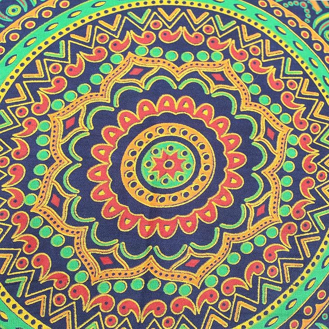 CRAFT KALA Large Hippie Mandala Meditation Floor Ottoman Pillow Cushion Pouf Cover Square Poufs Bohemian Circle Floor Cushion Case Outdoor Fireplace Yoga Living Room Decor Cover New Blue, 18" Square