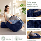 Washable Floor Pillow Cushion for Adults, Meditation Cushion Pillow, Removable Tufted Blended Corduroy Cover, Large Square Floor Sitting for Tatami Living Room or Yoga, 2Pack, Machine Washable