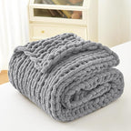 Admitrack Chunky Knit Blanket Throw, 100% Hand Knit Chenille Throw Blanket for Sofa & Home Decor, Soft and Cozy Knitted Throw Blankets (Dark Gray，51"x63")