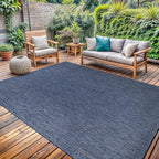 Washable Indoor Outdoor Rug 9x12 Weather Resistant Area Rugs Modern Solid for Porch Deck Balcony Backyard Patio Outside Carpet (9 X 12 Azure Blue)