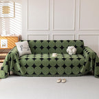 Boho Chenille Couch Cover for Dogs, Non Slip Sofa Cover, Couch Slipcover Covers for 3 Cushion, Furniture Protector with Tassels for Pets Washable, 71"x118", Circle Green