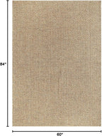 Easy Jute Rugs 5x7 Natural Color Living Room Indoor Outdoor Area Rug for Farmhouse Patio and Kitchen Rug High Traffic Washable Easy to Clean Solid Boho Woven Design Outside Carpet (5 x 7)