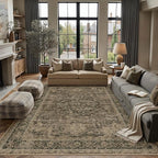 6x9 Washable Area Rug Brown Vintage Distressed Large Rug for Living Room Oriental Soft Thin Indoor Retro Carpet Non Slip Low Pile Floor Cover for Bedroom Dining Room Office Nursery