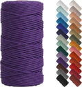 NOANTA Dark Purple Macrame Cord 3mm x 220yards, Colored Macrame Rope Cotton Rope Macrame Yarn, Colorful Cotton Craft Cord for Wall Hanging, Plant Hangers, Crafts, Knitting