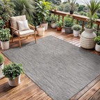 Washable Indoor Outdoor Rug 10x14 Weather Resistant Area Rugs Modern Solid for Porch Deck Balcony Backyard Patio Outside Carpet (10 X 14 Silver Grey)