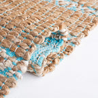 SAFAVIEH Natural Fiber Collection Accent Rug - 3' x 5', Teal & Natural, Handmade Flat Weave Stripe Jute & Cotton Jute, Ideal for High Traffic Areas in Entryway, Living Room, Bedroom (NFB655K)