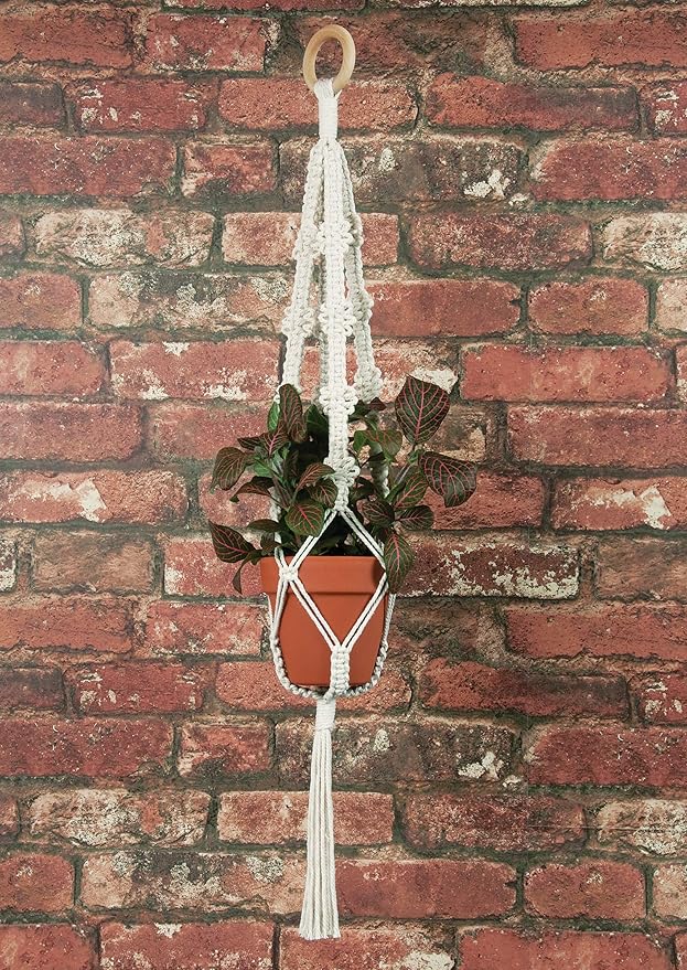 SOLID OAK MACRAME PLNT HNGR KT 4 PICOTS