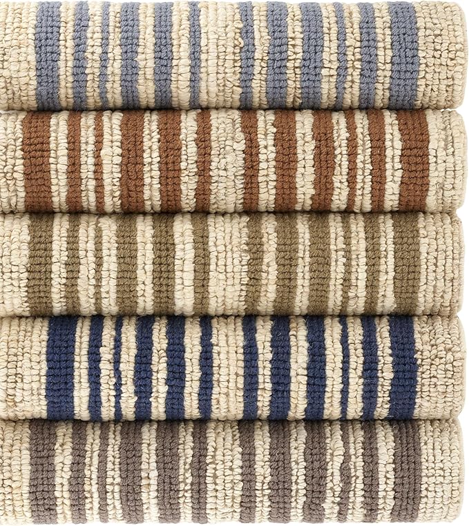 Dash and Albert Calder Stripe Grey Handwoven Jute Rug, 9 X 12 Feet, Neutral/Grey Stripe Pattern