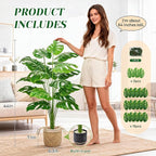 Der Rose 44" Tall Fake Plants with Straight-Woven Basket Large Artificial Monstera Plants Indoor, Easy Assembly Faux Tree for Living Room Bedroom Home Apartment Outdoor Decor