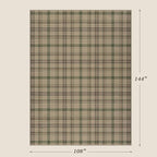Washable Easy Jute Living Room Rug - Aesthetic Bedroom Rug Under Bed, Outdoor Rug 9x12 for Patio, Large Farmhouse Indoor Outdoor Carpet, Contemporary Non Slip Sage Plaid Decor for Dining Room