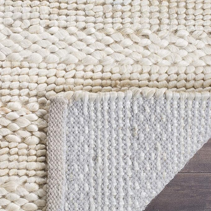 SAFAVIEH Area Rug 4x6 - Natural Fiber Collection - Bleach, Handmade Jute, Braided Woven Design, Ideal for Entryway, Living Room, Bedroom (NF212D)