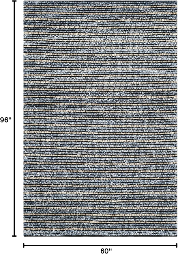 SAFAVIEH Cape Cod Collection Area Rug - 5' x 8', Blue & Natural, Handmade Flat Weave Braided Jute & Cotton, Ideal for High Traffic Areas in Living Room, Bedroom (CAP363A)