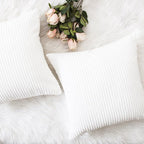 Home Brilliant Set of 2 26x26 Pillow Covers Super Soft Euro Sham Striped Corduroy Decorative Euro Throw Pillow Shams Cushion Cover for Couch, 26 x 26 inch, Pure White