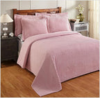 Better Trends Chenille Bedspreads Full/Double Size, Pink 100% Cotton Chenille Stripe Design Tufted Bedding Coverlet Soft Lightweight, 81"x110" 1 Pieces Jullian Collection