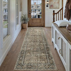 Brown Runner Rug 2x12 Vintage Area Carpet Hallway Long Indoor Kitchen Washable Living Room Low Pile Traditional Distressed Retro Accent Throw Rug Non Slip Laundry Bathroom Office Dining Room