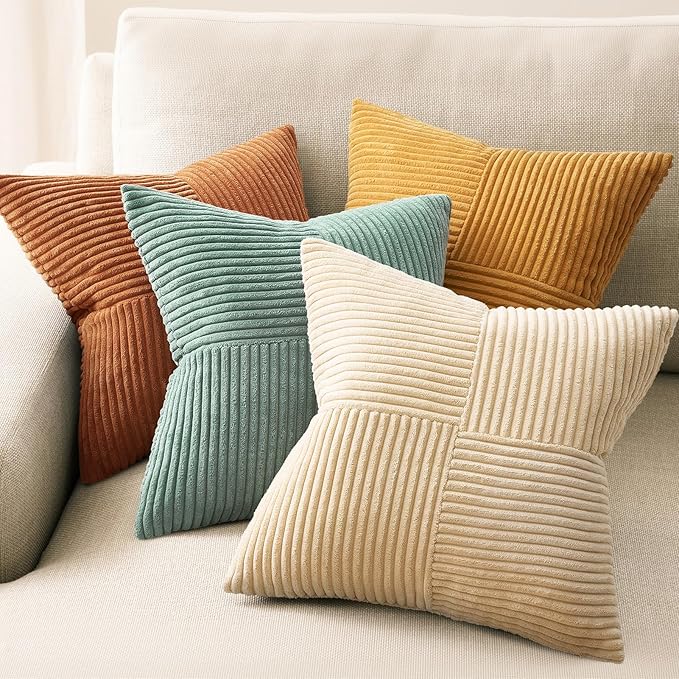 Topfinel Decorative Blue Throw Pillow Covers 16×16,Boho Pillow Covers Set of 4 Soft and Cozy Velvet Double-Sided Designs,Mix and Match for Couch Boho Farmhouse Fall Home Decor