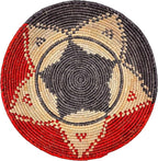 Grain Wares Boho 12 in Handwoven Date Palm Leaf Wall Basket Decor, Ember Star Pattern, Adhesive Strips Included, 1 Basket